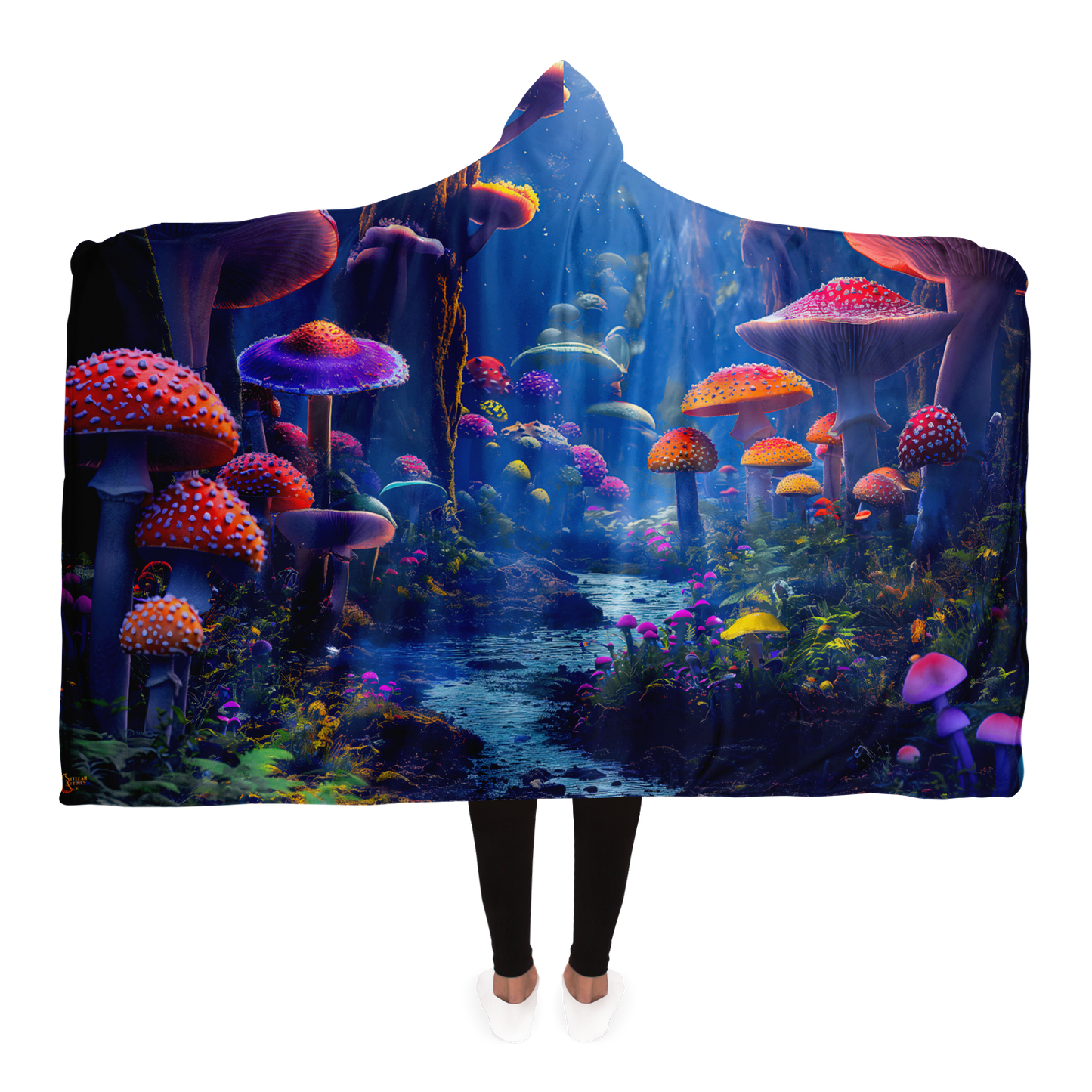 A Magic Mushroom Forest - Hooded Blanket