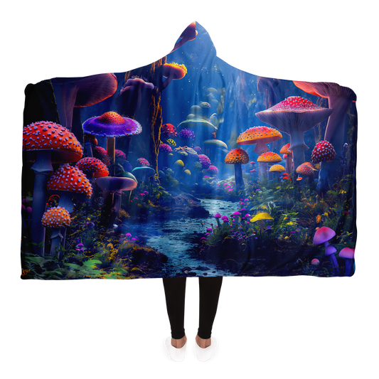 A Magic Mushroom Forest - Hooded Blanket