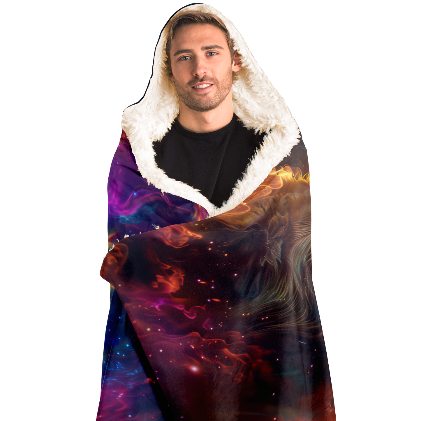 Cosmic Lions - Hooded Blanket