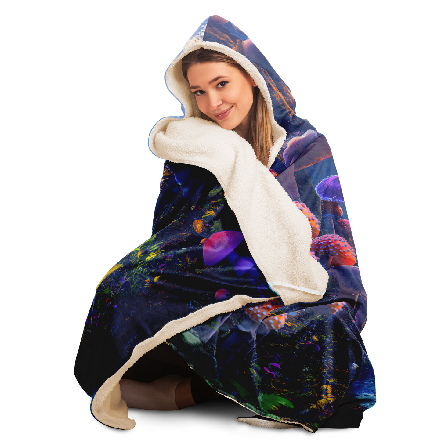 A Magic Mushroom Forest - Hooded Blanket