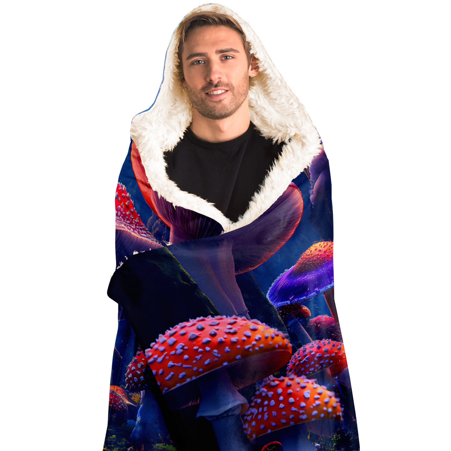 A Magic Mushroom Forest - Hooded Blanket