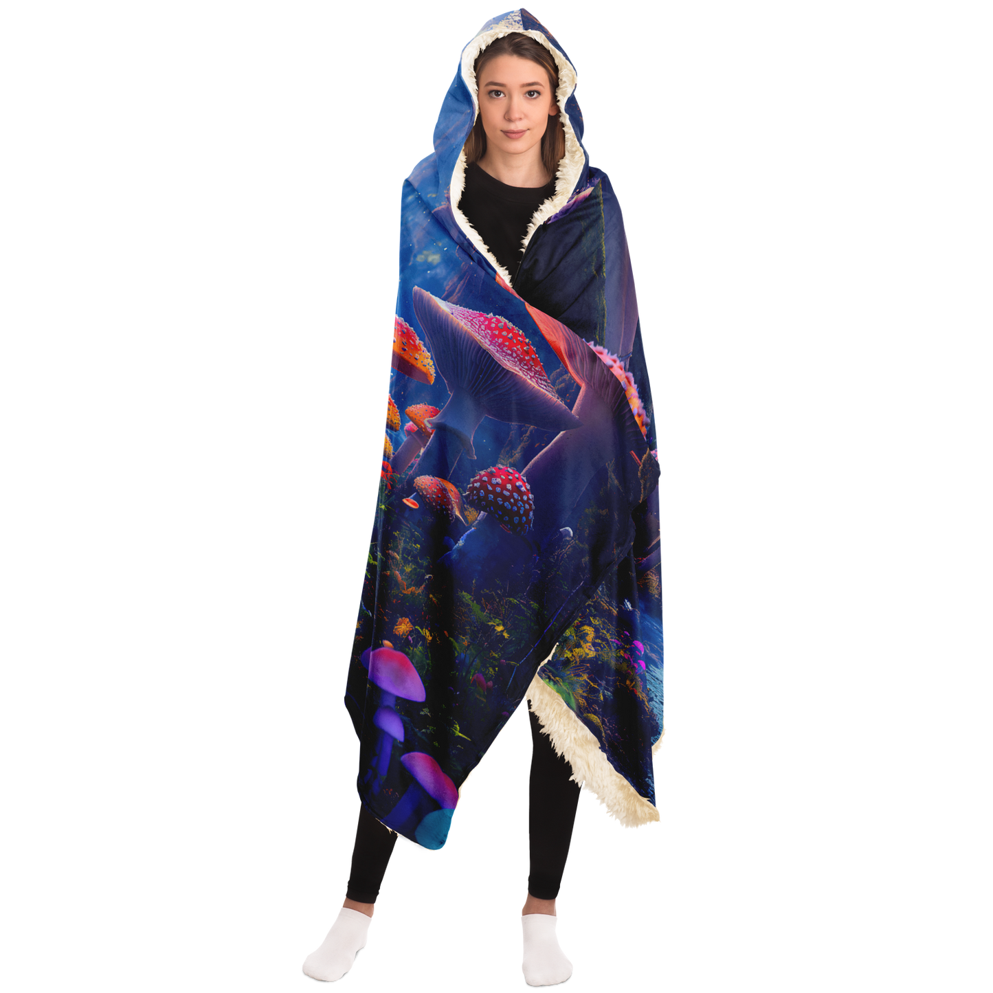 A Magic Mushroom Forest - Hooded Blanket