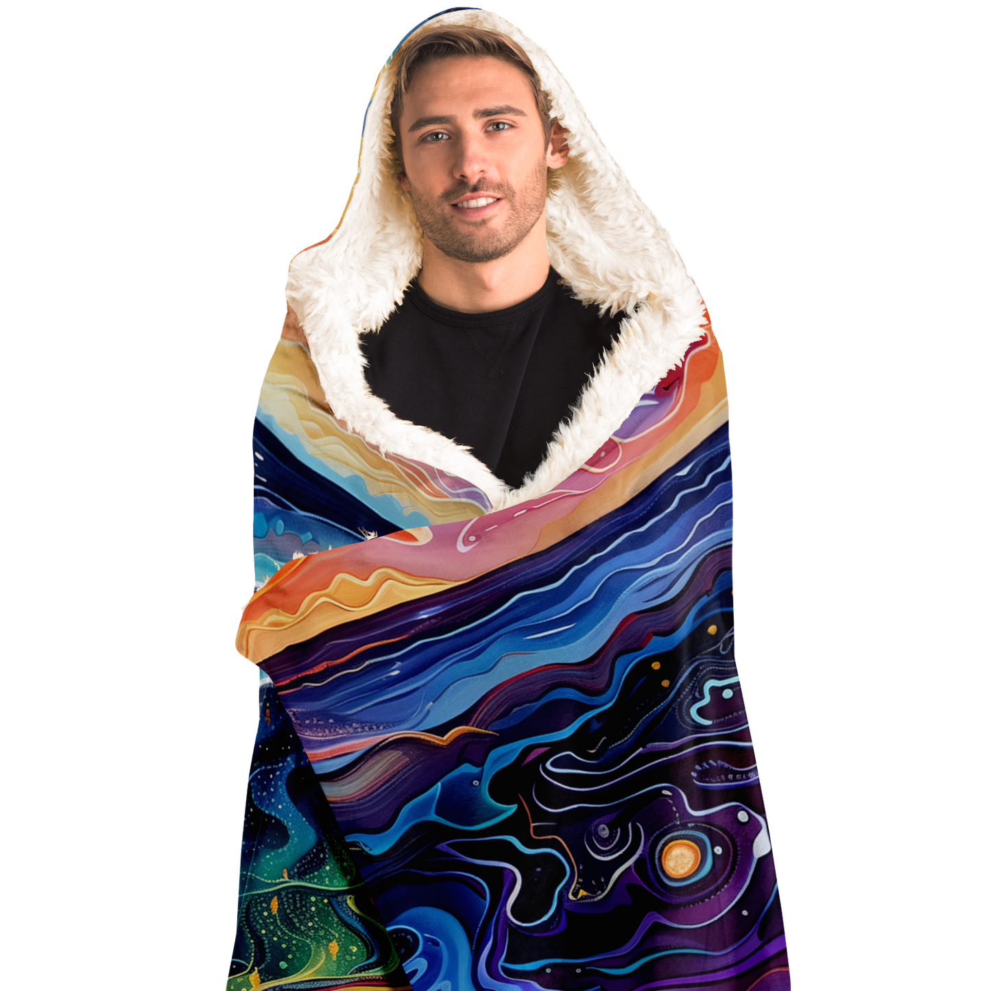 Wavy Sunset - Hooded blanket