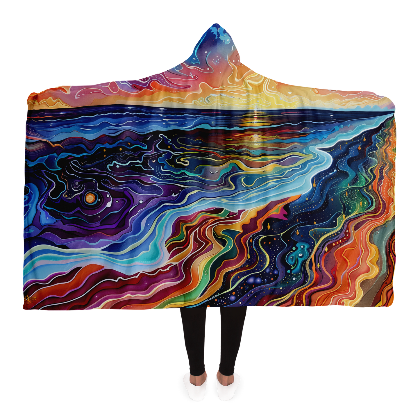 Wavy Sunset - Hooded blanket