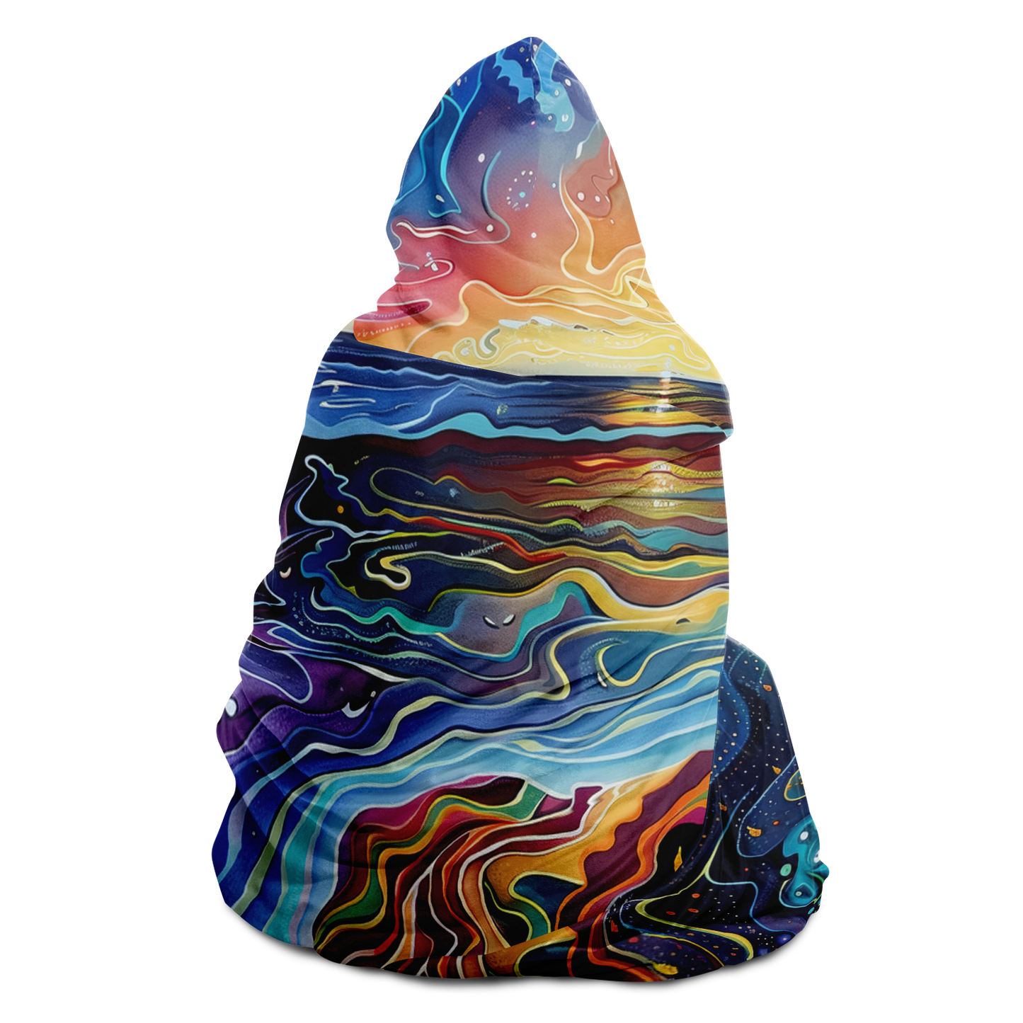 Wavy Sunset - Hooded blanket